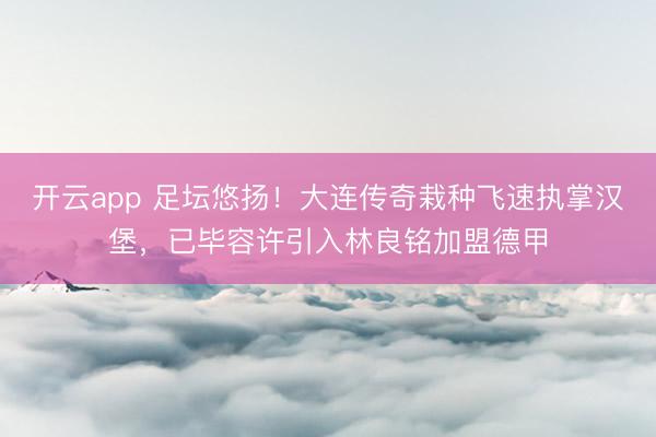 开云app 足坛悠扬！大连传奇栽种飞速执掌汉堡，已毕容许引入林良铭加盟德甲